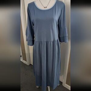 Blue ruffle sleeve dress L New